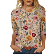 Isadora Winslow | 3D Floral Print Round Neck Top For Women