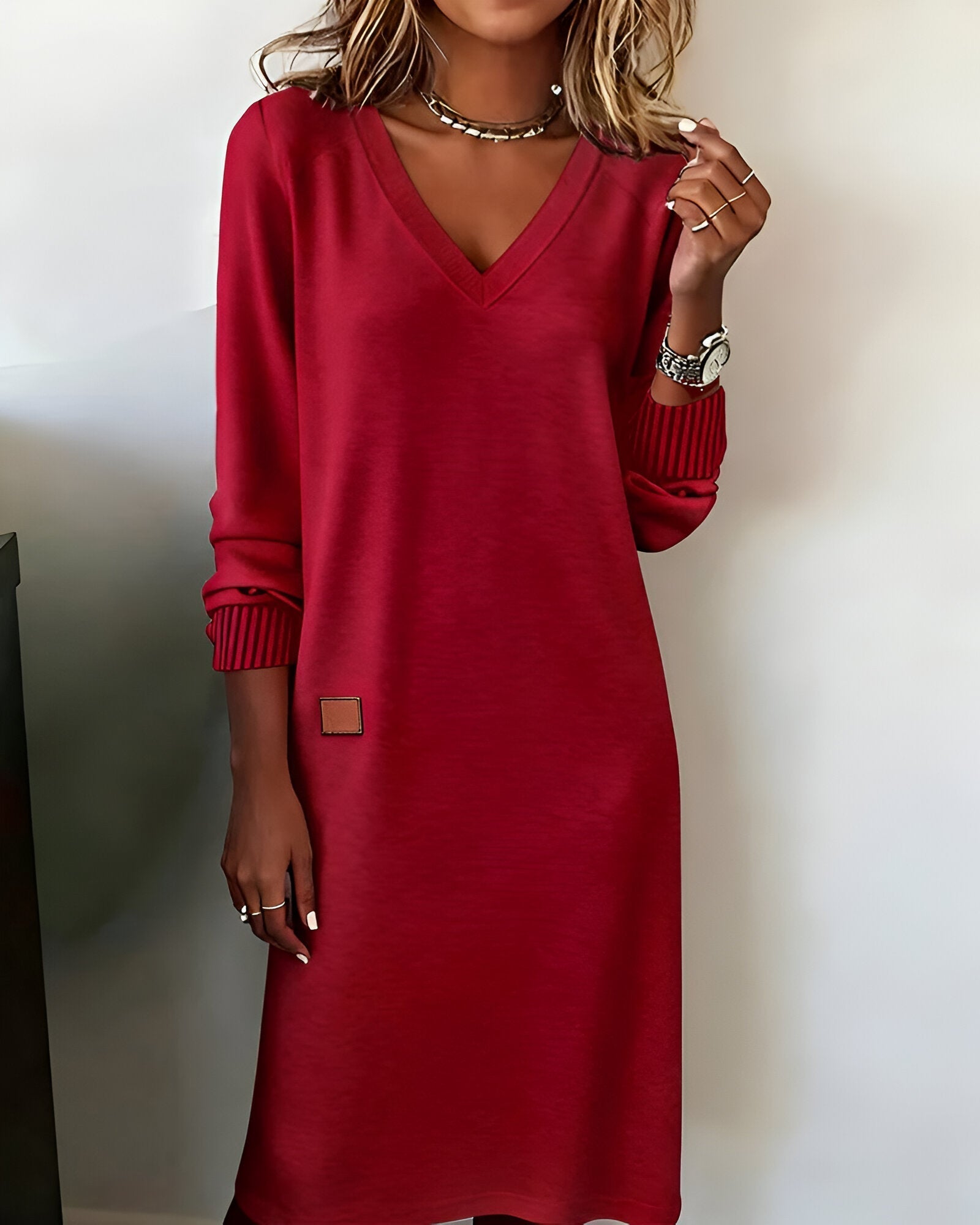 Genevieve Marchetti | Long Sleeve V-Neck Mini Dress For Women