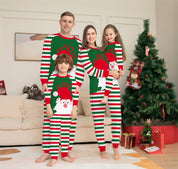 Yule Cheer | Red Striped Santa Print Christmas Pajamas Unisex & Family