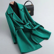 Charlotte Whitmore | Contrast Trim Wool Midi Coat For Women