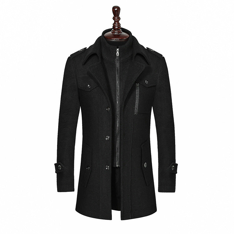Dawson Haldale | Double Collar Wool Blend Winter Coat For Men