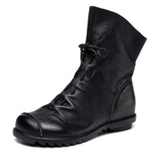 Amara Vecchio | Red Leather Lace-Up Ankle Boots For Women