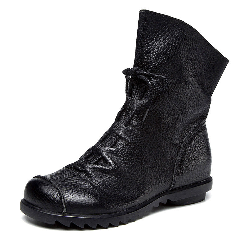 Amara Vecchio | Red Leather Lace-Up Ankle Boots For Women