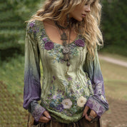 Felicity Boudreau | 3D Floral Bohemian Long-Sleeve Top For Women
