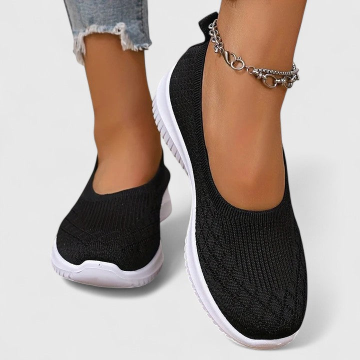 Marguerite Trevelyan | Purple Knit Slip-On Flat Sneakers