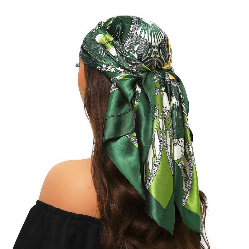 Satin Paisley Headband Scarf - Emerald Green
