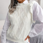 Yvette Bellamont | Ruffled Diamond Knit Sweater Vest For Women