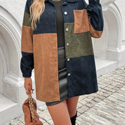 Odile Fontenelle | Corduroy Colour-Block Shirt Jacket For Women