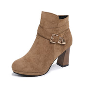 Claudia Beaumont | Suede Buckle Ankle Boots For Women