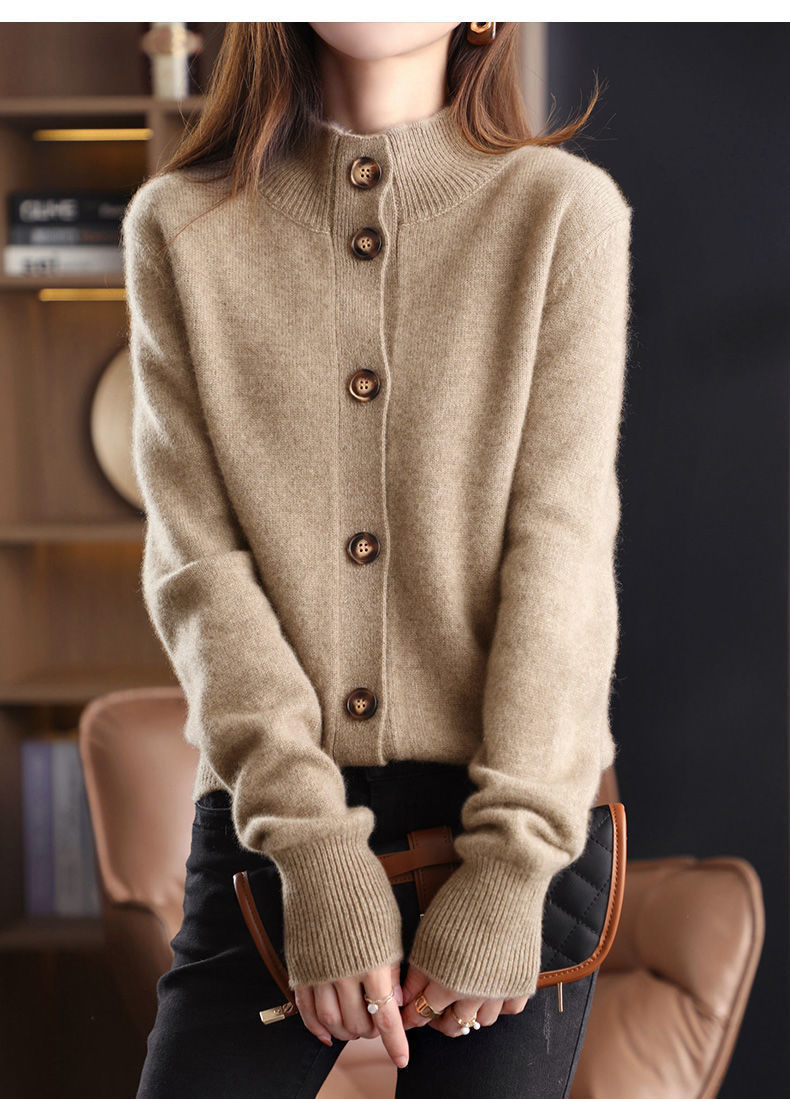 Celeste Armand | Stand Collar Knitted Cardigan Sweater For Women