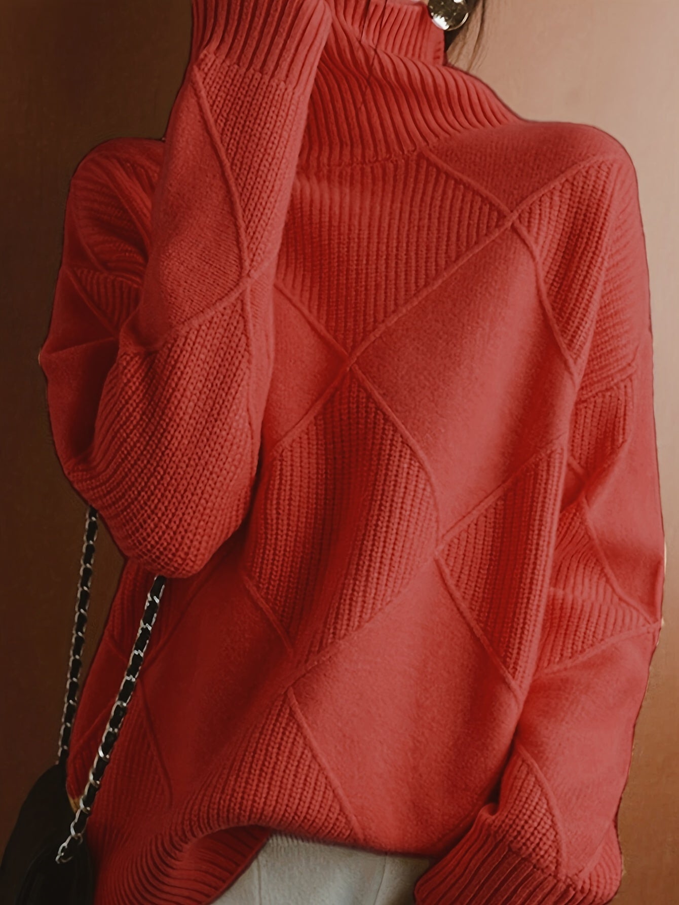 Josephine Alderidge | Diamond-Knit Turtleneck Sweater For Women