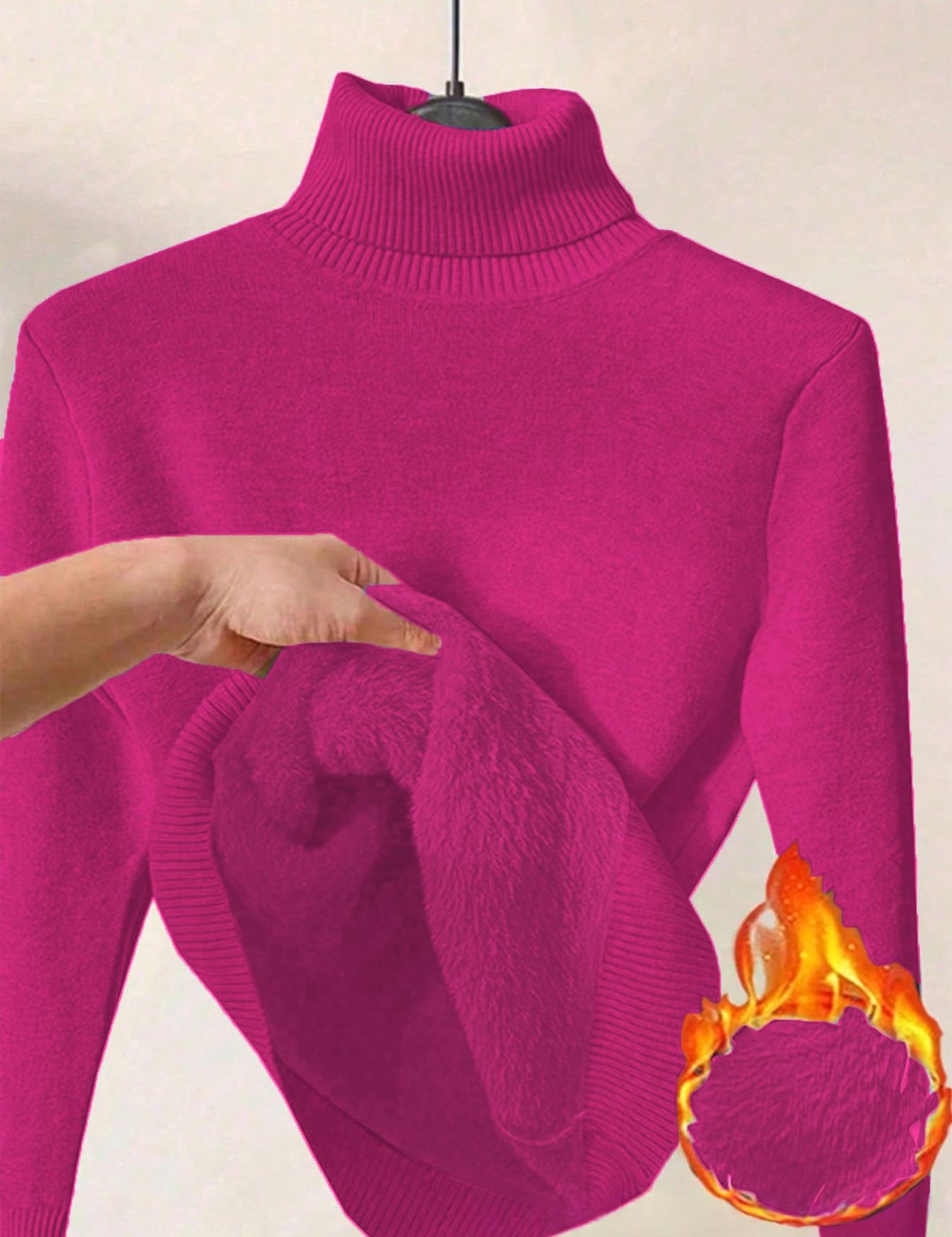 Margot Delaine | Turtleneck Fleece-Lined Sweater For Women