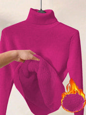 Margot Delaine | Turtleneck Fleece-Lined Sweater For Women
