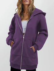 Renata Souvestre | Longline Zip Hoodie With Pockets For Women