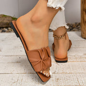 Rosalind Ferrara | Square Toe Flat Slide Sandals For Women