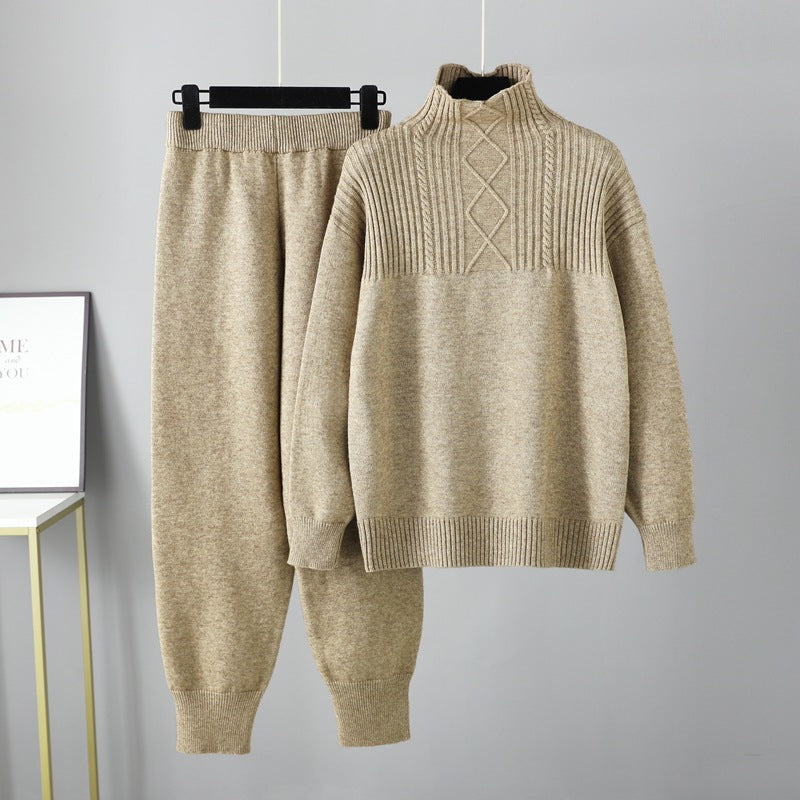 Odile Charvet | Cable-Knit Mock Neck Sweater Set For Women