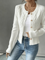 Vittoria Rossignol | Cable-Knit Button-Front Cardigan For Women