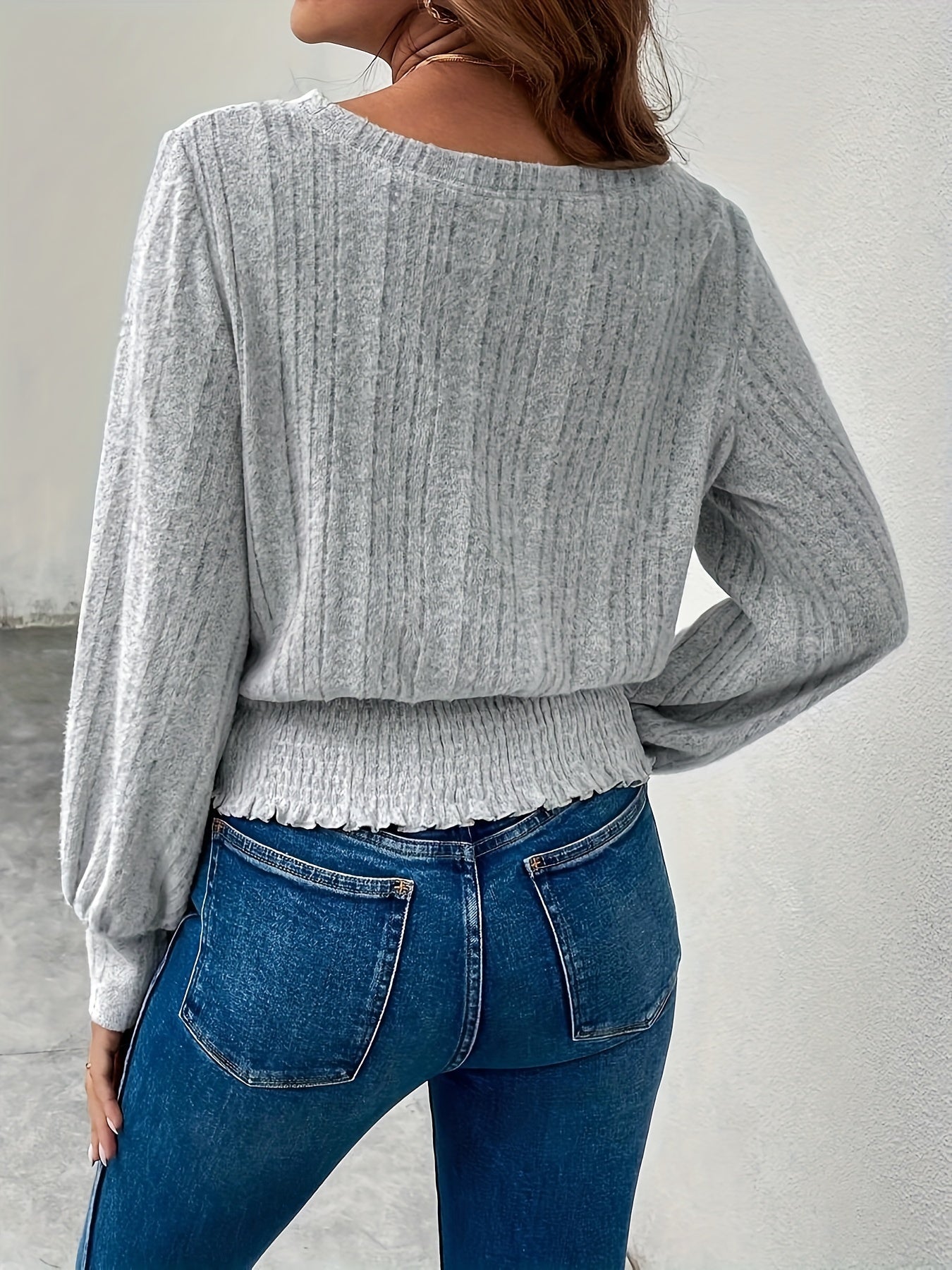 Noelle Bianchi | Ribbed Sweater With Smocked Hem