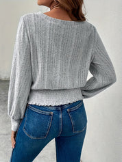Noelle Bianchi | Ribbed Sweater With Smocked Hem