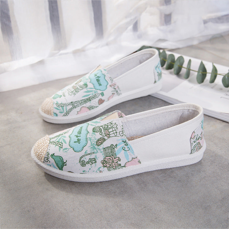 Genevieve Laurent | Aztec Print Canvas Espadrille Flats For Women