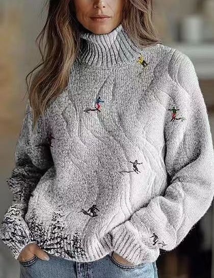 Marianne Castellucci | Floral-Print Turtleneck Sweater For Women