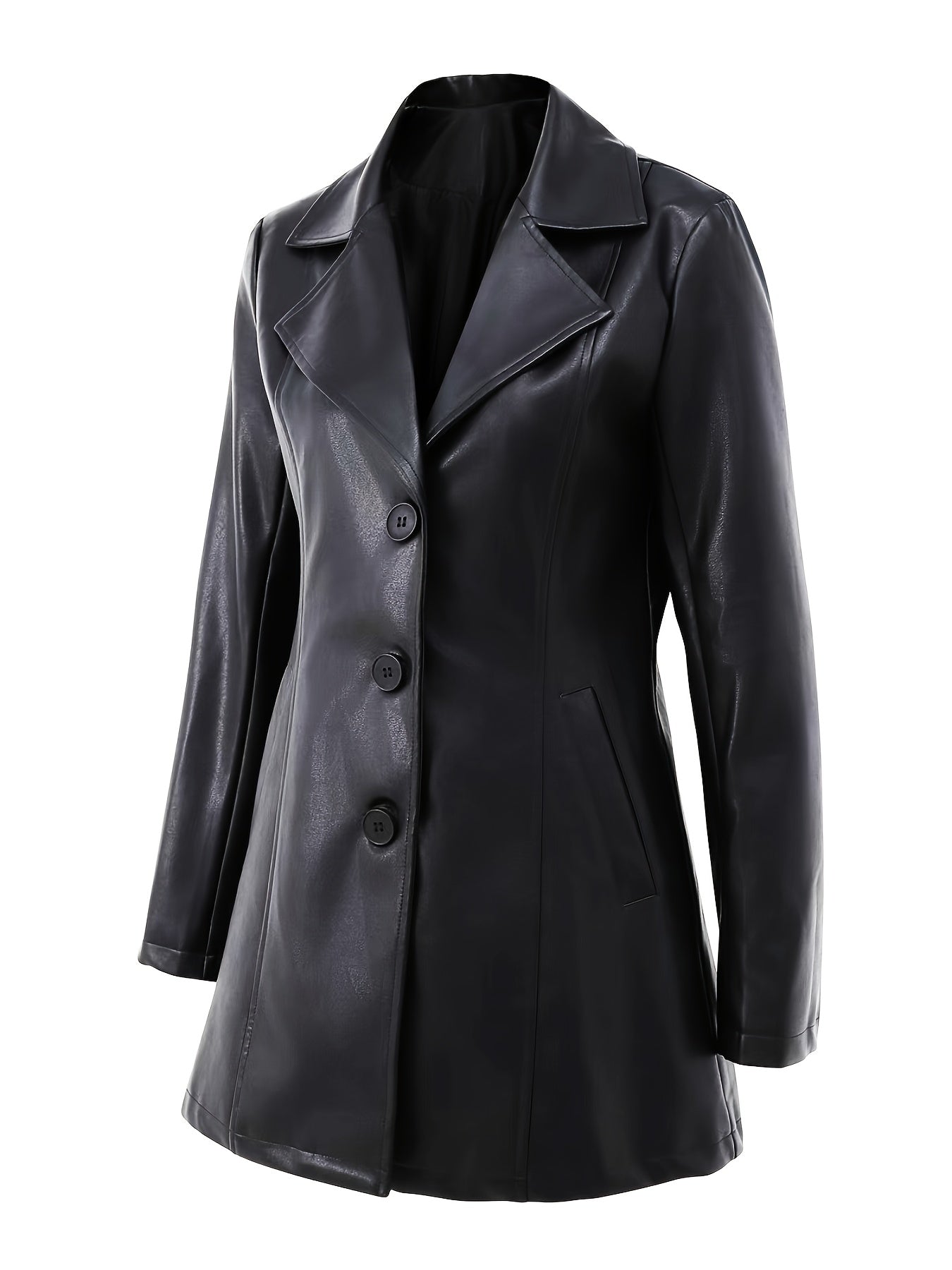 Serena Blackwell | Tailored Mid-Length Faux Leather Coat For Women