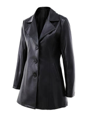 Serena Blackwell | Tailored Mid-Length Faux Leather Coat For Women