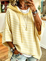 Corinne Halstead | Striped Hooded Pullover Hoodie For Women
