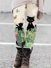 Selene Vasari | Cat Print Leggings For Women