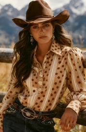 Annabelle Sinclair | Polka Dot Puff Sleeve Blouse For Women