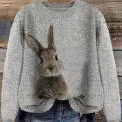 Genevieve Astor | Bunny Print Crewneck Sweater For Women