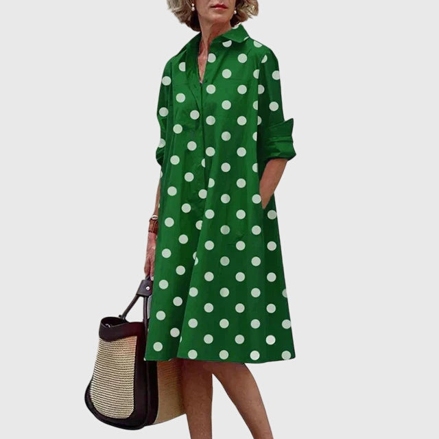 Rosalinde Westmore | Red Midi Shirt Dress with Pockets