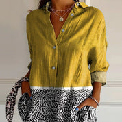 Vera Montcliffe | Geometric Color Block Long Sleeve Shirt For Women