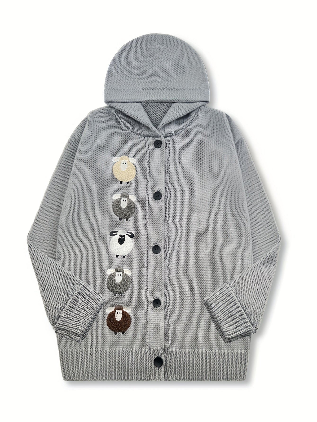 Theodora Winslet | Cozy Hooded Sweater With Sheep Patch Detail For Women