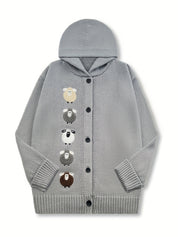 Theodora Winslet | Cozy Hooded Sweater With Sheep Patch Detail For Women
