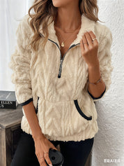 Anaelle Berger | Half-Zip Sherpa Pullover Sweater For Women