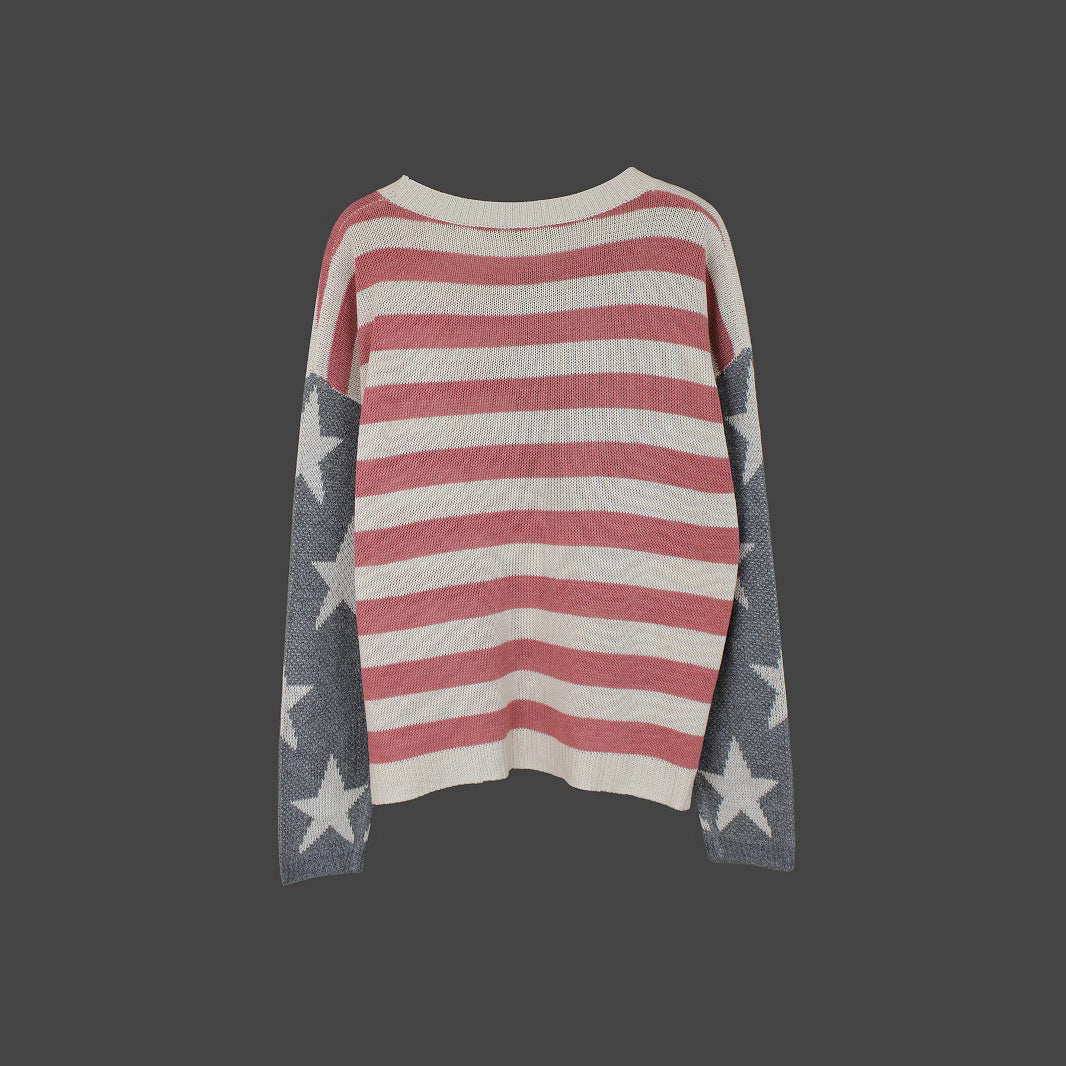 Brielle Ashmore | American Flag Knit Sweater For Women