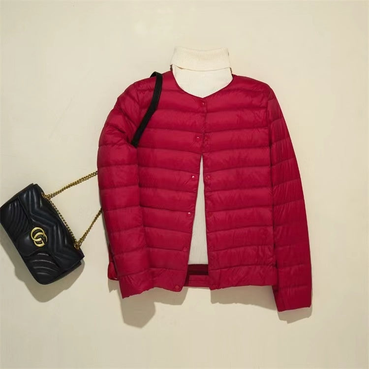 Hollis Brookhaven | Cream Lightweight Collarless Puffer For Women