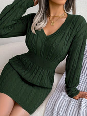Margot Delahaye | Cable-Knit Peplum Sweater Mini Dress For Women