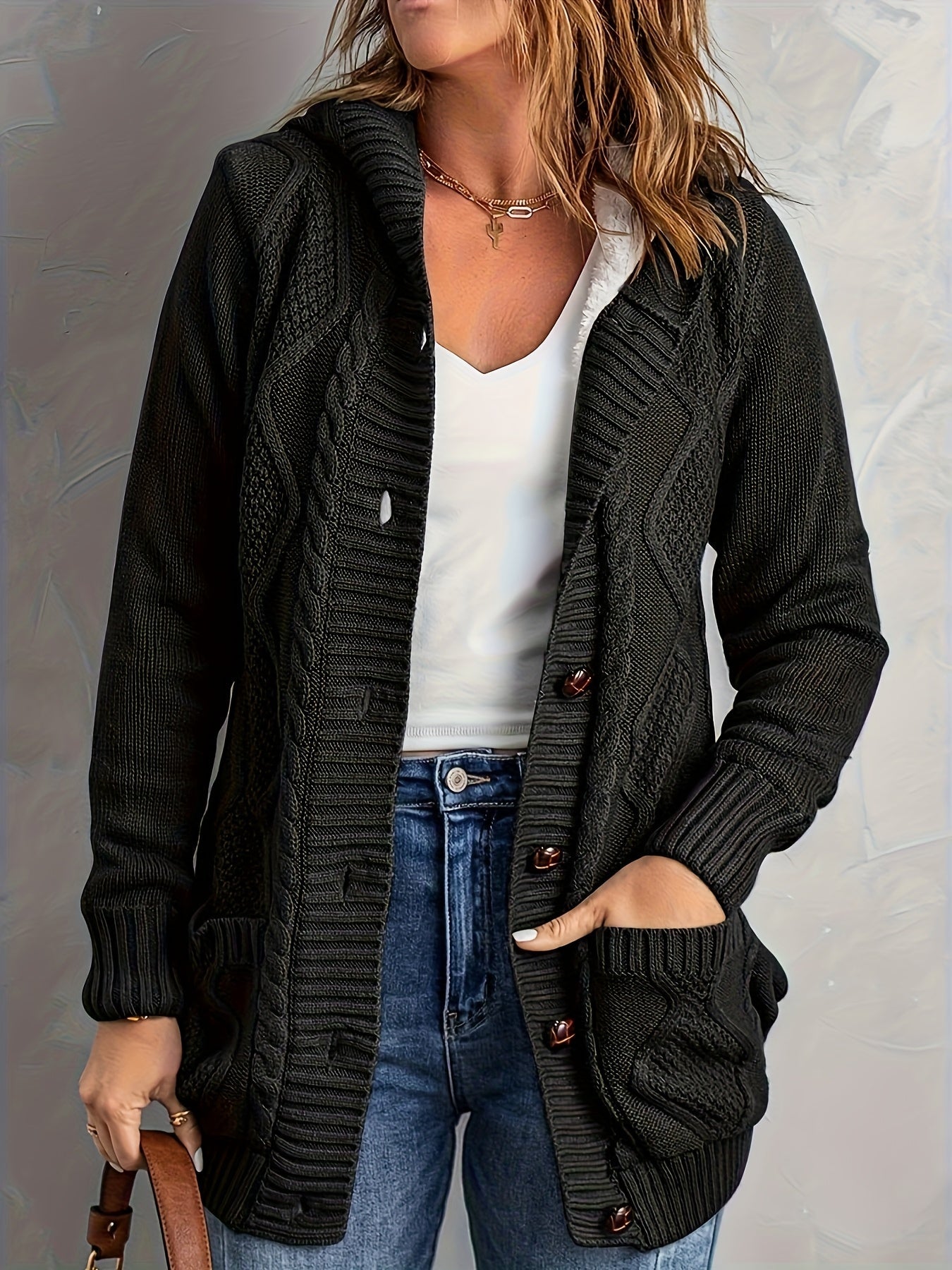 Rosalind Kingsley | Cozy Hooded Button Sweater For Women