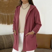 Éloise Cartier | Hooded Corduroy Midi Jacket For Women