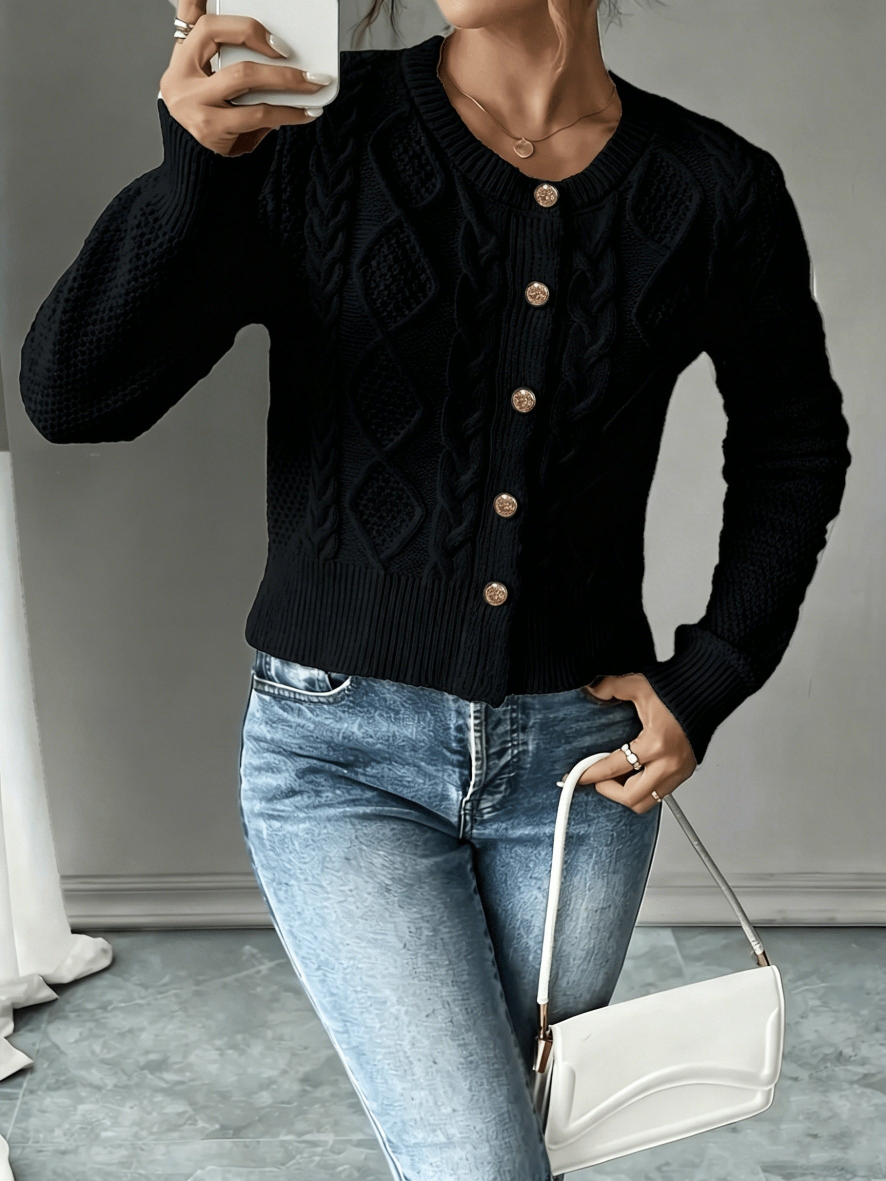 Vittoria Rossignol | Cable-Knit Button-Front Cardigan For Women