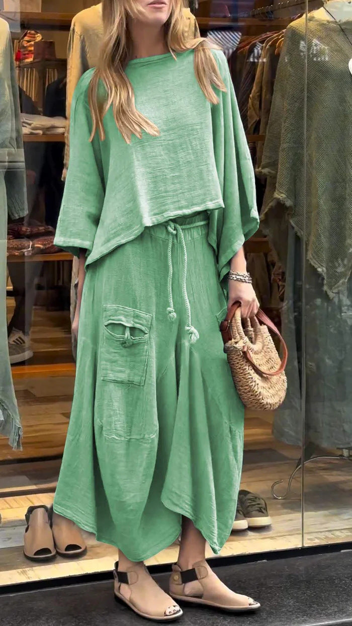 Marlowe Fontcrest | Linen-Look Two-Piece Maxi Skirt Set For Women
