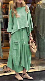 Marlowe Fontcrest | Linen-Look Two-Piece Maxi Skirt Set For Women