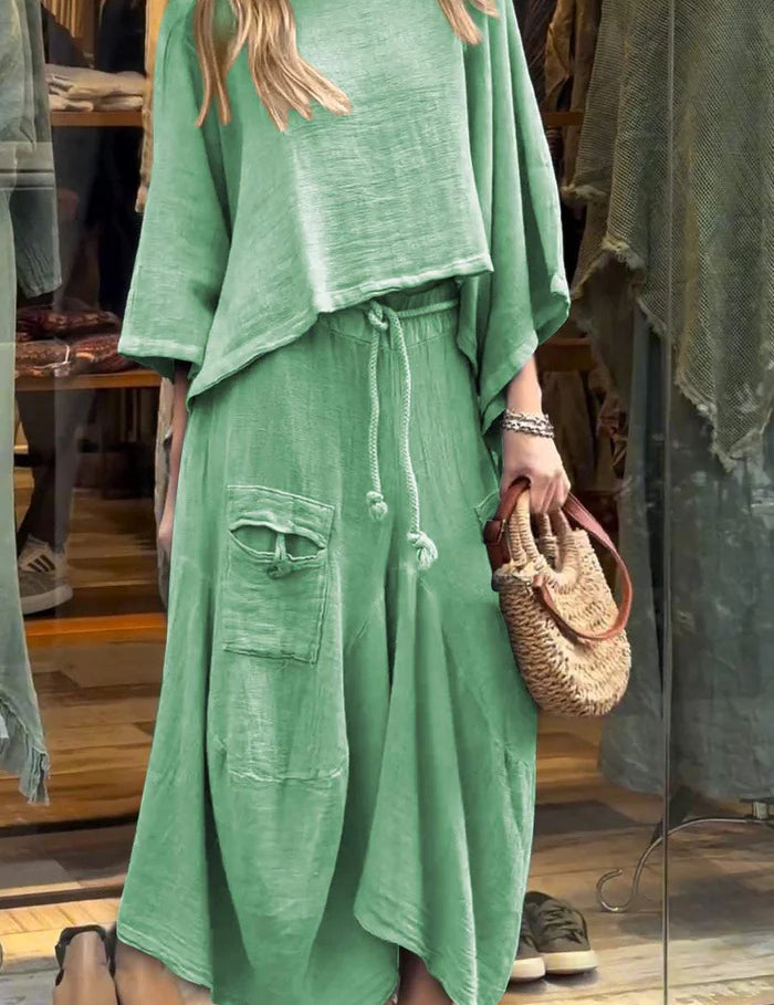 Marlowe Fontcrest | Linen-Look Two-Piece Maxi Skirt Set For Women