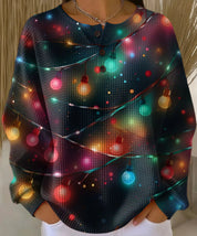 Nadia Whitbourne | Christmas Print Long Sleeve Button Top For Women