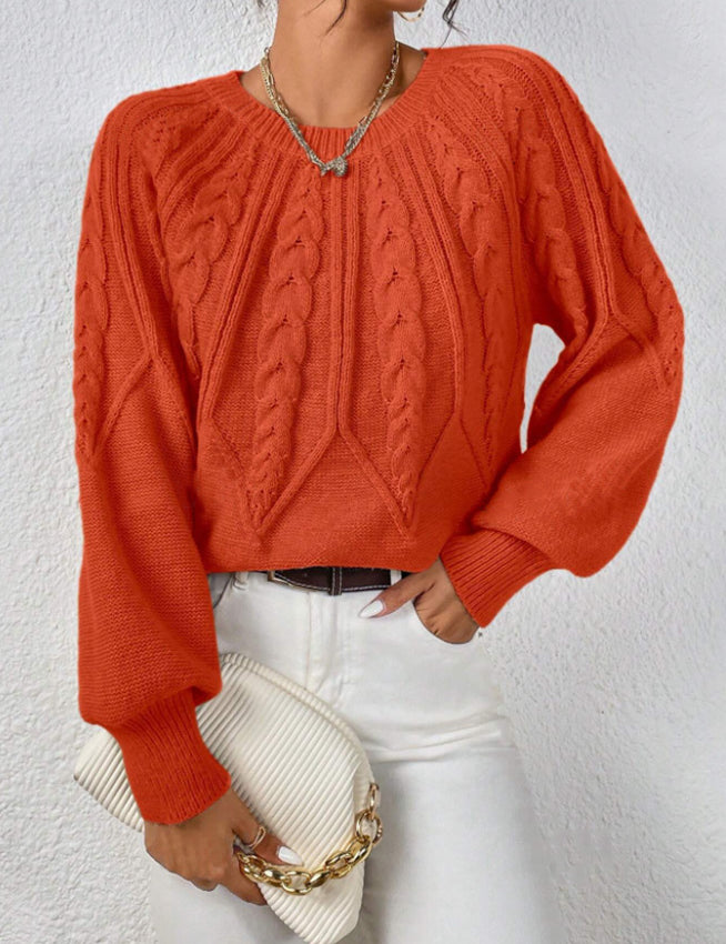 Rosalie Thornbury | Cable-Knit Crew Neck Sweater For Women