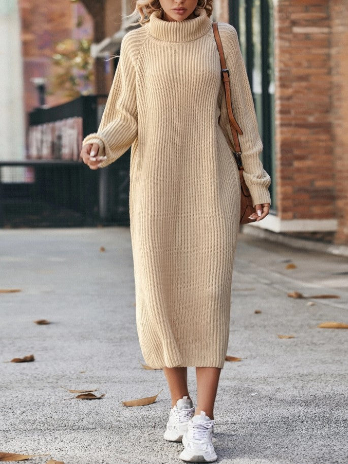 Isabelle Moreau | Turtleneck Knit Sweater Maxi Dress For Women