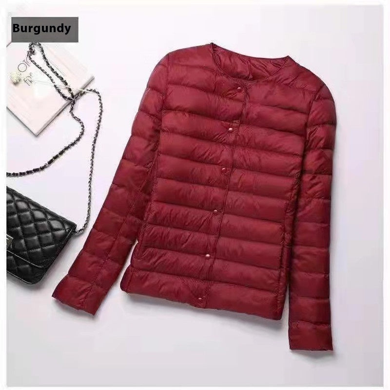 Hollis Brookhaven | Cream Lightweight Collarless Puffer For Women