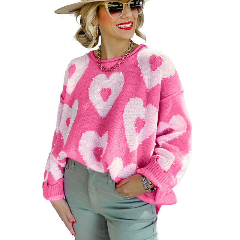 Roxane Delfino | Floral Pearl-Embellished Knit Sweater For Women